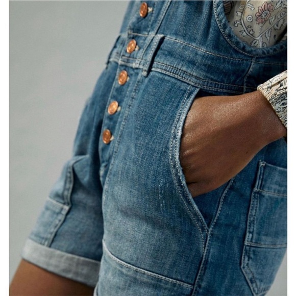 Anthropologie Pilcro Everyday Denim Short Overalls Size 26 Cargo Y2K Retro - Picture 5 of 16